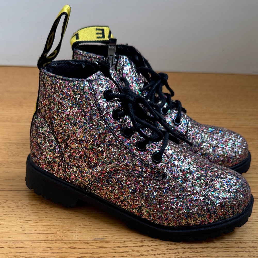 Lola + The Boys Stardust Multicolor Glitter Combat Boots